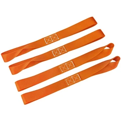 Afbeelding van LITTOU KOLOME Set van 4 dubbele sjorbanden 2,5 x 30,5 cm met sjorlussen voor motorfiets, ATV, UTV, fiets, 2300 kg (oranje, stuks)