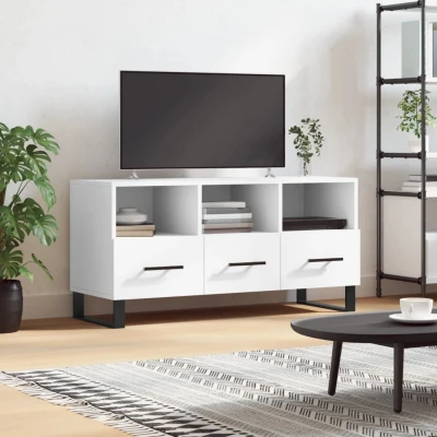Afbeelding van Tv meubel 102x36x50 cm bewerkt hout wit