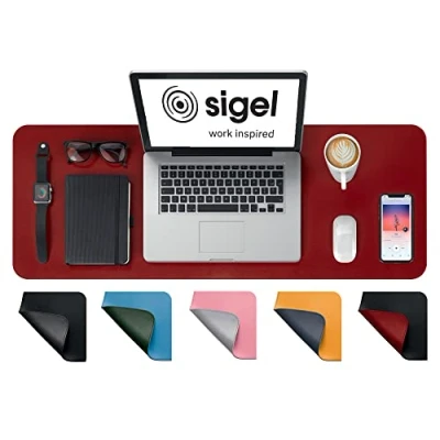 Afbeelding van Sigel Si Sa603 Onderlegger Oprolbaar Zwart Rood, 800X300X2Mm Imitatieleer, Dubbelzijdig