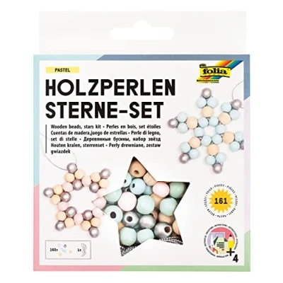 Afbeelding van Houten kralen Ster set, Pastel