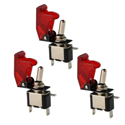 Afbeelding van CESFONJER LED indicator tuimelschakelaar, auto rode tuimelschakelaar schakelaar, 12V 20A schakelaar SPST aan /uitschakelaar rood (3 stuks)