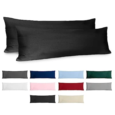 Afbeelding van Kussensloop, 40 x 145 cm, versterkt katoen, 2 stuks, zwart, dicht geweven, 57 draden/cm², kussensloop Oeko Tex gecertificeerd
