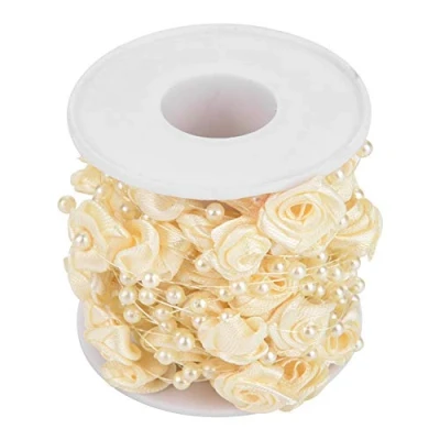 Afbeelding van Hilitand Kunstparels, slinger string, doe het zelf, decoratie voor bruiloft, kunstmatige kristallen parels, 10 m/rol 3 mm (beige)