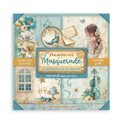 Afbeelding van Stamperia Papieren stempel voor scrapbooking, albums, kaarten maken, bullet journal, zuurvrij, uniek gezicht, perfect vrije tijd, knutselen en geschenken (maskerade) (30,5