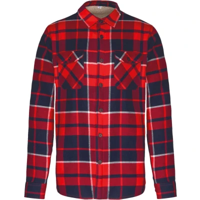 Afbeelding van Kariban Geruit overhemd met sherpavoering K579 Red / Navy checked