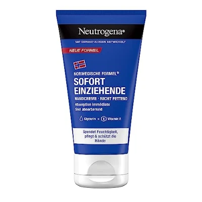 Afbeelding van Neutrogena Onmiddellijke absorberende handcrème (75 ml), lichte en vetvrije vochtinbrengende crème met glycerine + vitamine E voor droge gebarsten handen