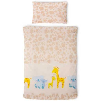Afbeelding van Gräfenstayn® 2 delige kinderbeddengoedset met diermotief en geïntegreerde ritssluiting van 100% katoen (renforcé kwaliteit) dekbedovertrek 135x100cm kussensloop 60x40cm (Giraffe &amp; Koala)