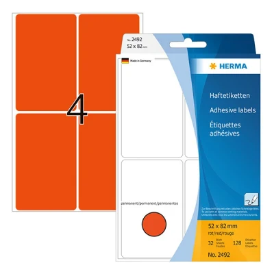 Image de HERMA étiquettes multi usage,52 x 82 mm, rouge, grand paquet contenu: 128 pièces 2492