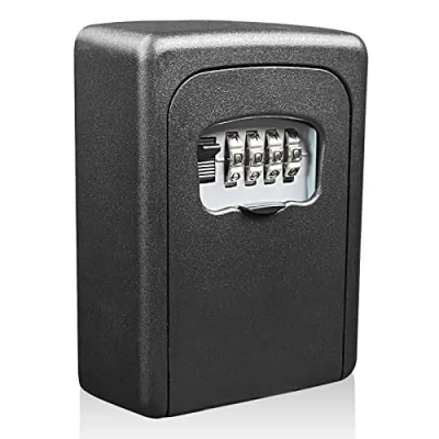 Afbeelding van Newaner veilige sleutelbox voor buiten, met 4 cijferige code, resetbaar, wandsleutelbox, waterdicht en roestvrij, thuis, garage, school, kantoor, vervanging van sleutels