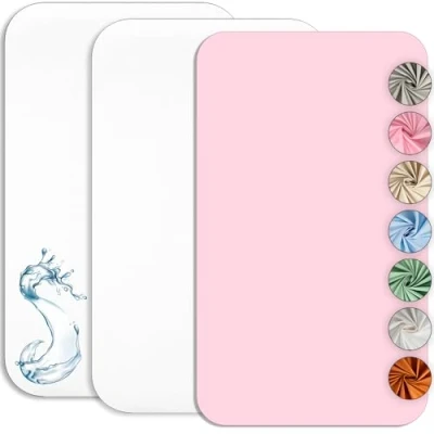 Afbeelding van Lovely Hippo Cododo Hoeslaken, 50 x 83 cm (2 stuks, 1 matrasbeschermer, waterdicht, set van 2 + lakens en matrasbeschermer Oeko TEX (wit/roze, cm)
