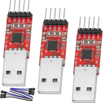 Afbeelding van AZDelivery 3 x CP2102 USB naar TTL Converter HW 598 voor 3.3V en 5V met Jumper Kabel compatibel Arduino Inclusief E Book!