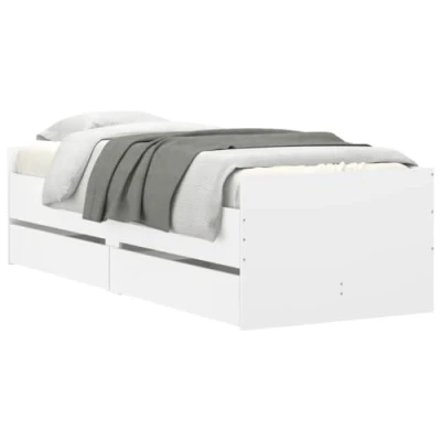 Image de vidaXL Cadre de lit avec tiroirs blanc 90x200 cm