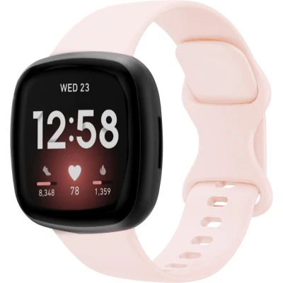 Afbeelding van iMoshion Bandje Geschikt voor Fitbit Versa 4 / 3 Sense (2) Siliconen band gekleurd knoopje Roze