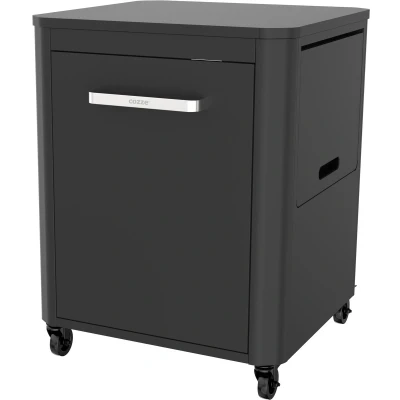 Afbeelding van Cozze Trolley 1 Deur en Opklapbare Werktafels Black / Stainless Steel