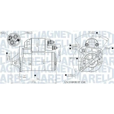 Afbeelding van MAGNETI MARELLI 063721442010 Startmotor 12 0,8 8 DACIA: Sandero I, RENAULT: Kangoo II Express, / Grand