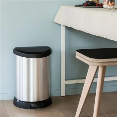 Image de Curver Poubelle à pédale Deco Forme de D 15 L Argenté