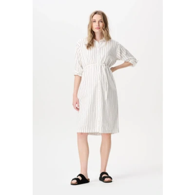 Image de Zwangerschapsjurk met voedingsfunctie Diego Cream Thin Stripe S