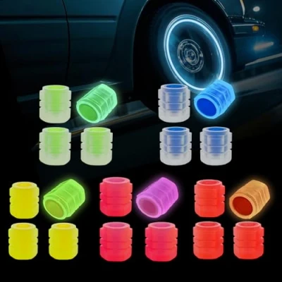 Afbeelding van RYHHH 20 stuks bandenventieldoppen, universele fluorescerende ventieldoppen, autoventieldop, ventielafdekking, voor accessoires vrachtwagens, SUV&#039;s, motorfietsen (5 kleuren)