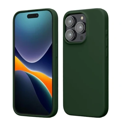 Afbeelding van kwmobile Case voor iPhone 15 Pro Slank TPU Hoesje met Zachte Afwerking In donkergroen