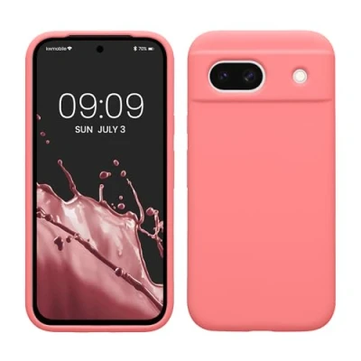 Afbeelding van kwmobile telefoonhoesje geschikt voor Google Pixel 8a Hoesje met siliconen coating Smartphone case in Pastelkleurig koraal