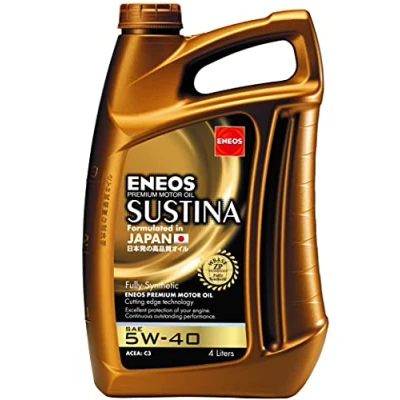 Afbeelding van ENEOS SUSTINA 5W 40 motorolie, voor benzine en dieselmotoren, volledig synthetisch met organische additieven, verhoogt de efficiëntie van motor (4 liter)