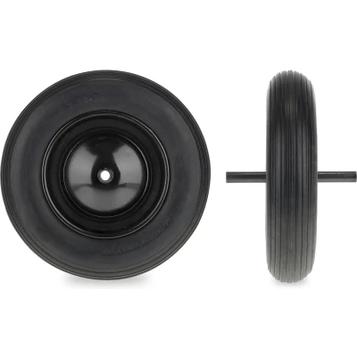 Afbeelding van Relaxdays kruiwagenwiel 3.50 8 massief rubber stalen velg lekvrij met as tot 120 kg zwart