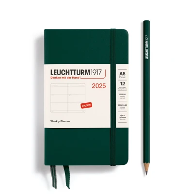 Afbeelding van Leuchtturm1917 Weekly Planner &amp; Notebook A6 Pocket 12 maanden 2025 Hardcover Forest Green
