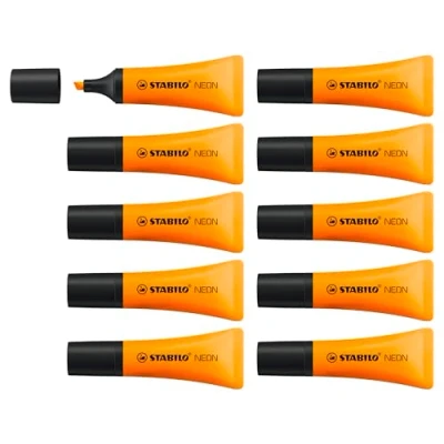 Afbeelding van STABILO NEON Markeerstift Oranje Unieke Tube Vorm Doos 10 Stuks