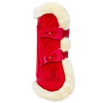 Afbeelding van Kentucky Horsewear Peesbeschermers Vegan Sheepskin Bamboo Elastic Velvet Rood