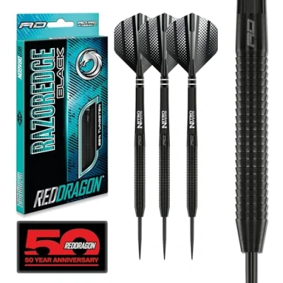 Afbeelding van RED DRAGON Razor Edge Black: Steeltip Tungsten Dartpijlen Professioneel 23 gram