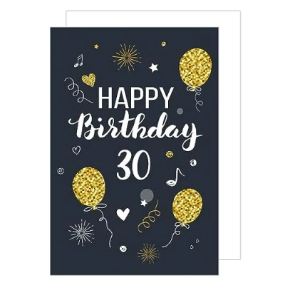 Afbeelding van Edition Seidel XXL wenskaart voor de 30e verjaardag met envelop DIN A4 Happy Birthday bankbiljetten mannen vrouwen gouden ballonnen (A4 GZ346 30)