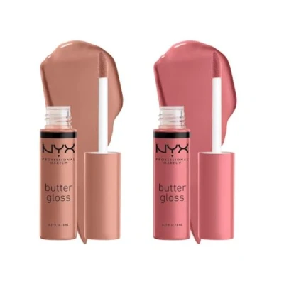 Afbeelding van NYX Professional Makeup Lip Gloss Butter Gloss, niet plakkerig, Madeleine &amp; Tiramisu, Duo Pack