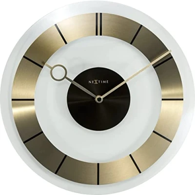 Afbeelding van Wandklok NeXtime dia. 31 cm, glas, goud, Retro