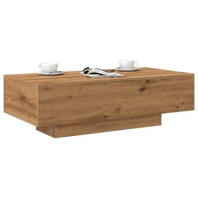 Afbeelding van Salontafel 100x49,5x31 cm bewerkt hout artisanaal eikenkleur