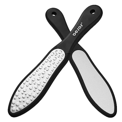 Afbeelding van BEZOX Professionele Voetvijl Dubbelzijdige Pedicure Rasp Dood Hard Gebarsten Huid Eelt Remover Draagbaar Voetverzorgingsgereedschap Zwaar roestvrij staal (zachte siliconen handgreep)