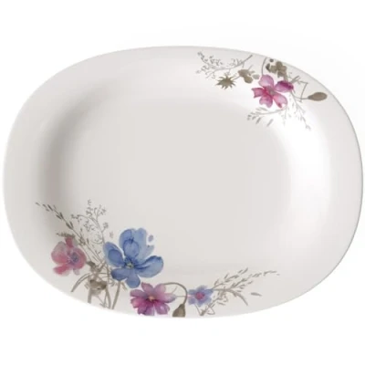 Afbeelding van Villeroy &amp; Boch Mariefleur Grijs Basic Plat, Premium Porselein, Wit/Veelkleurig, 34 cm
