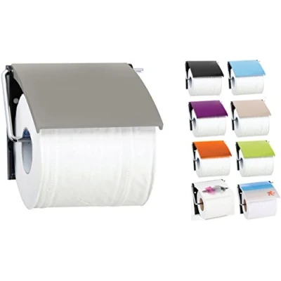 Afbeelding van MSV Toiletpapierhouder, wandmontage, PS &amp; verchroomd staal, taupe
