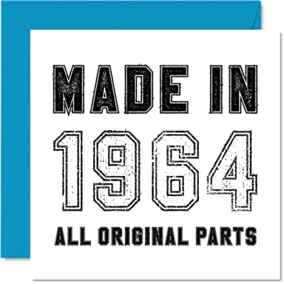 Afbeelding van verjaardagskaart voor de 59e verjaardag mannen, vrouwen, hem gemaakt in 1964 alle originele onderdelen grappige grootvader, oma, mama, papa, 145 mm x