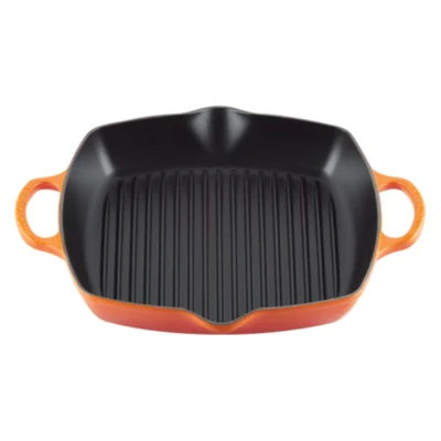 Afbeelding van Le Creuset Gietijzeren Hoge Grillplaat In Oranjerood 30cm