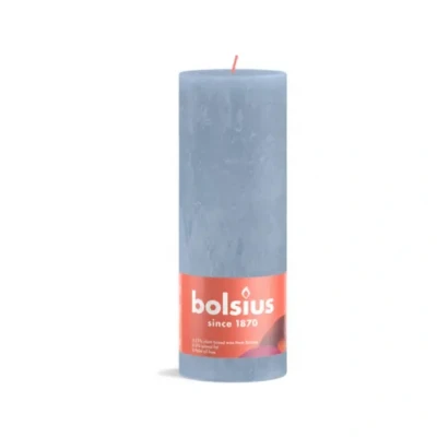 Afbeelding van Rustiek stompkaars shine 190 x 68 mm Sky blue kaars Bolsius