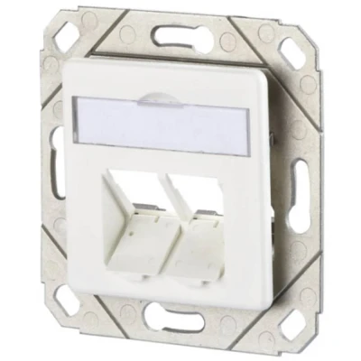 Afbeelding van Metz Connect 130B20D21102KE Netwerkdoos Inbouw (in muur) Inzet met centraalstuk 2 poorten Zuiver wit (RAL 9010)