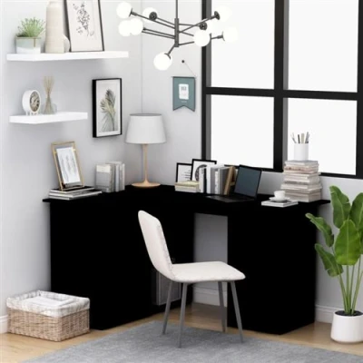 Afbeelding van Hoekbureau 145x100x76 cm bewerkt hout zwart