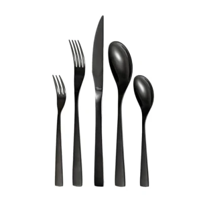 Afbeelding van Otto Koning Berlin Tafelbestekset, 20 delig, roestvrij staal, titanium, glanzend gepolijst, dikte 4 mm en steakmes. Een modern tafelservies voor personen