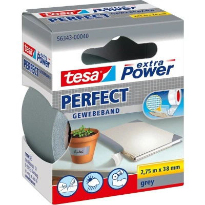 Afbeelding van Tesa extra Power Perfect, ft 38 mm x 2,75 m, grijs textieltape