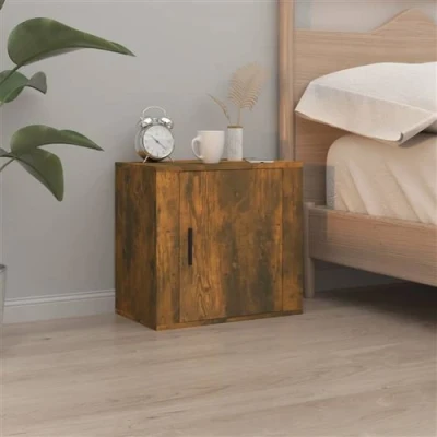 Afbeelding van Nachtkastje wandgemonteerd 50x30x47 cm gerookt eikenkleurig