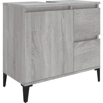 Afbeelding van Badkamerkast 65x33x60 cm bewerkt hout grijs sonoma eikenkleurig