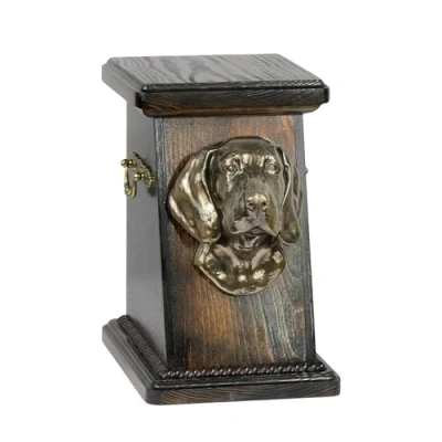 Afbeelding van Elegante urn hond voor Weimaraner as met hondenbuste ter nagedachtenis