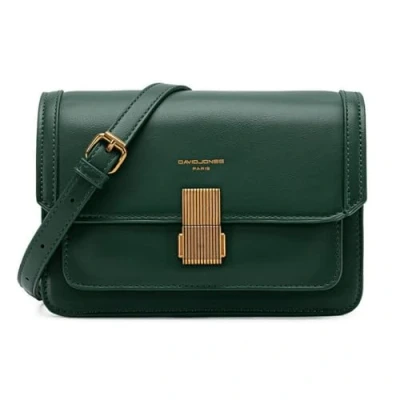 Afbeelding van David Jones Kleine schoudertas voor dames handtas gedragen schouder kunstleer hard PU leer klaptas tas stad avond winkelen telefoon mode elegant modieus chic, Groen, Stijlvol