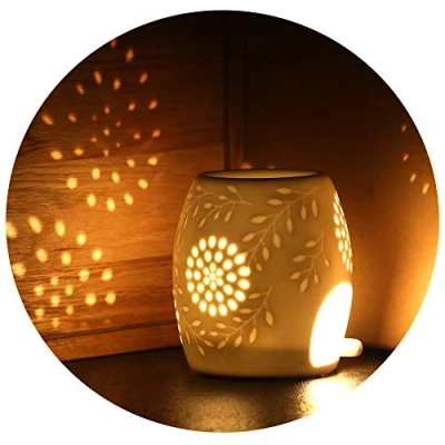 Afbeelding van Aromabrander van keramiek met Yankee Candle lepel, wit