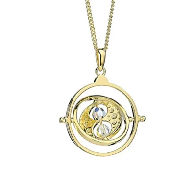 Afbeelding van Official Harry Potter Time Turner Sterling Silver, Gold Plated Necklace embellished with Crystals